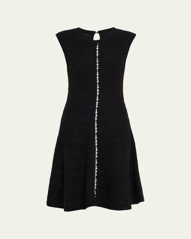 Sleeveless Beaded Metallic Knit Dress